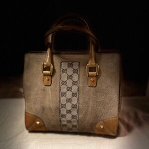 Super Rare Vintage Gucci Suede Nailhead Tote